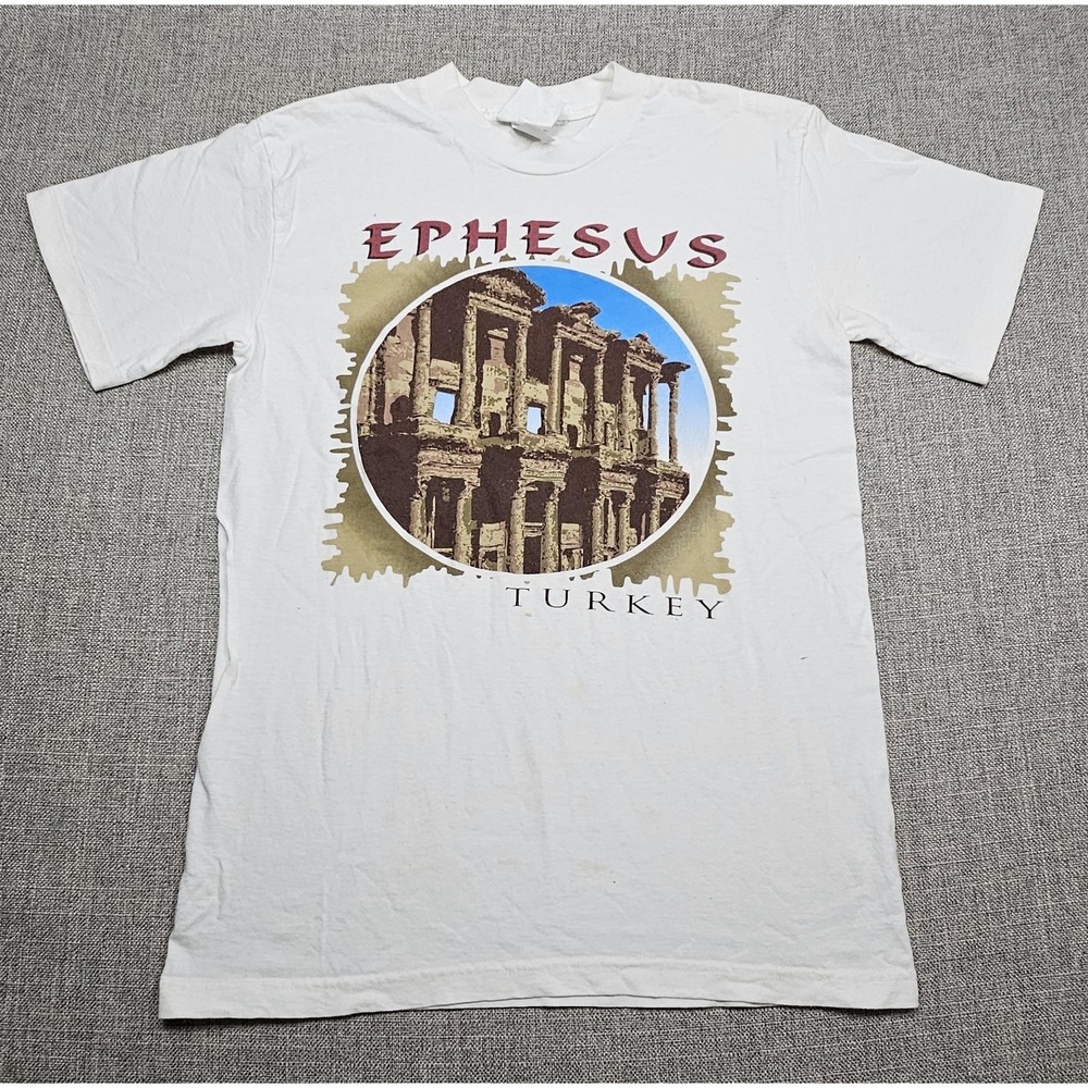 Ephesus Turkey Shirt Mens Medium White Graphic Tourist Souvenir Short Sleeve